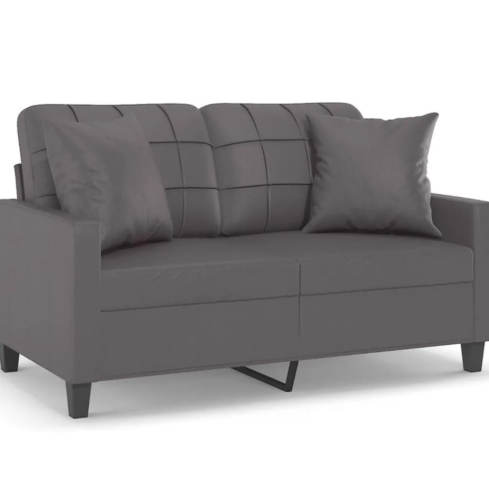 vidaXL Sofá de 2 plazas con cojines cuero sintético 120 cm Gris New