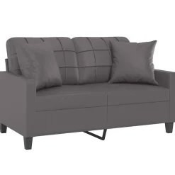 vidaXL Sofá de 2 plazas con cojines cuero sintético 120 cm Gris New