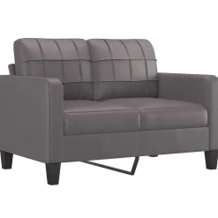 vidaXL Sofá de 2 plazas con cojines cuero sintético 120 cm Gris New