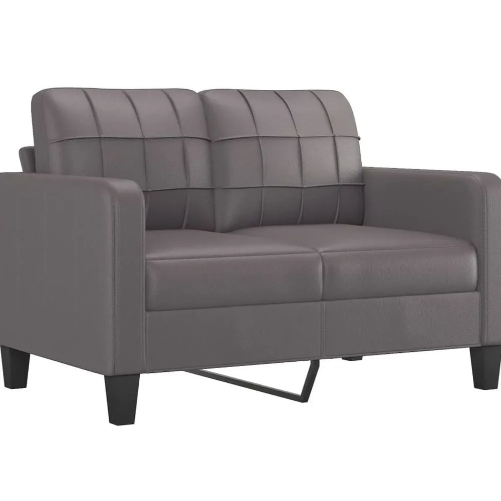 vidaXL Sofá de 2 plazas con cojines cuero sintético 120 cm Gris New