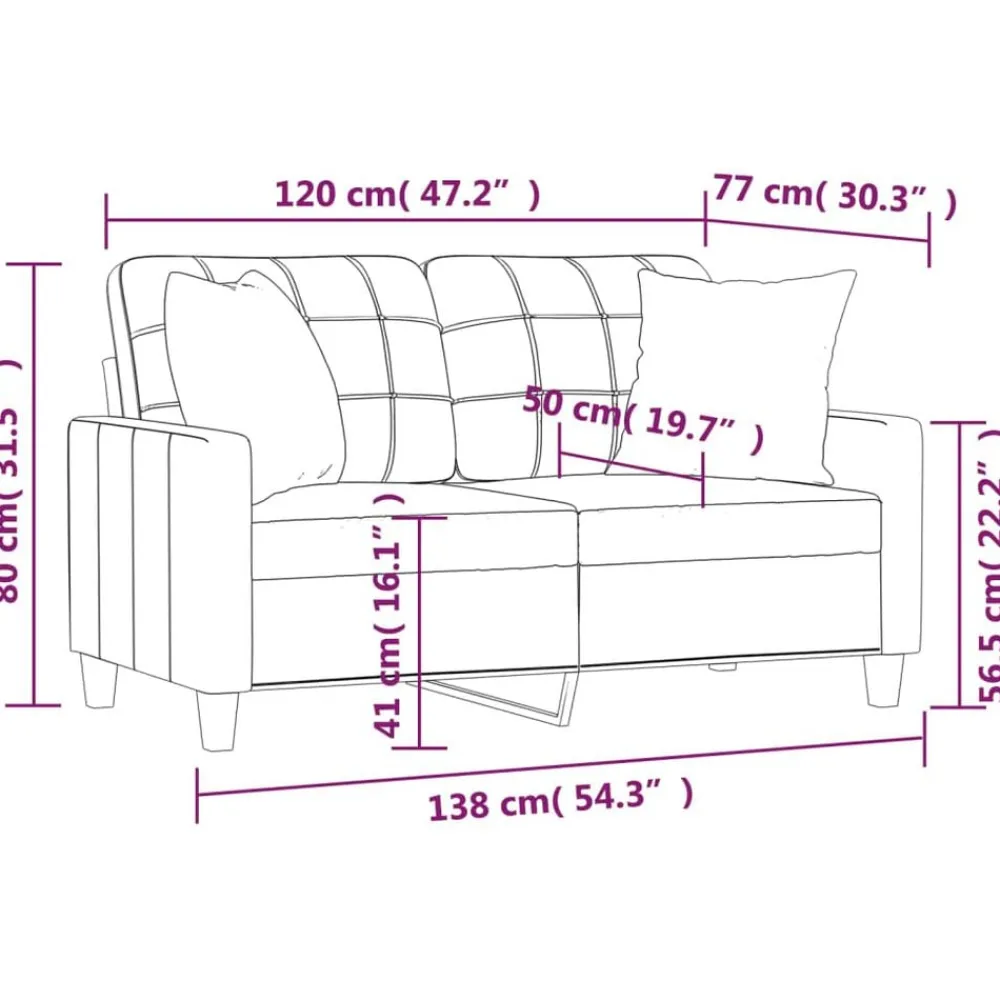 vidaXL Sofá de 2 plazas con cojines cuero sintético 120 cm Gris New