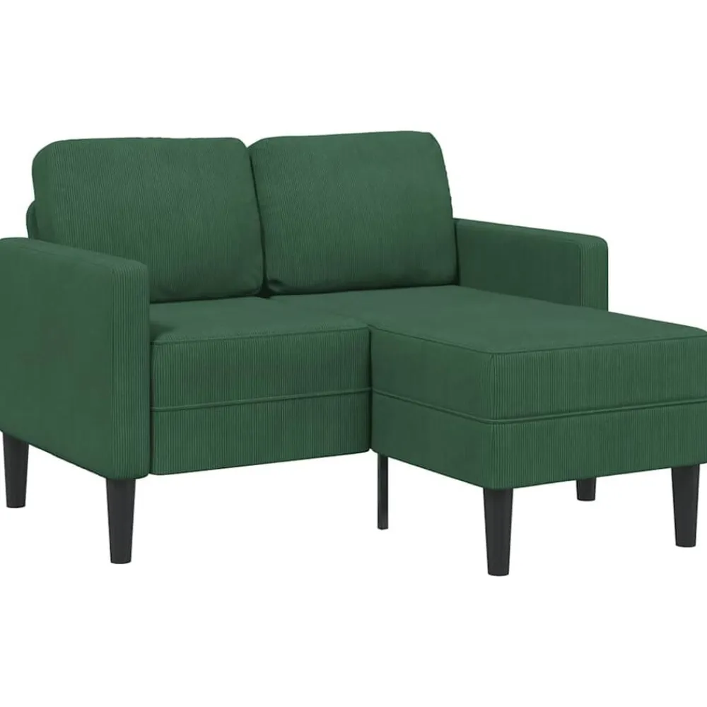 vidaXL Sofá de 2 plazas con chaise longue en forma de L 125 cm Verde oscuro