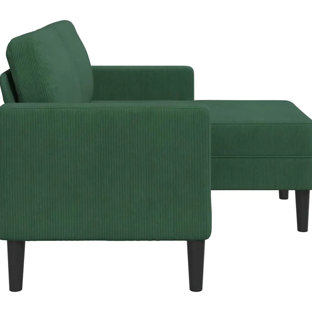 vidaXL Sofá de 2 plazas con chaise longue en forma de L 125 cm Verde oscuro