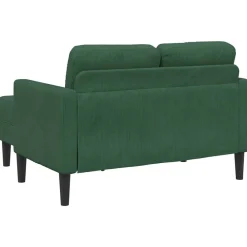 vidaXL Sofá de 2 plazas con chaise longue en forma de L 125 cm Verde oscuro