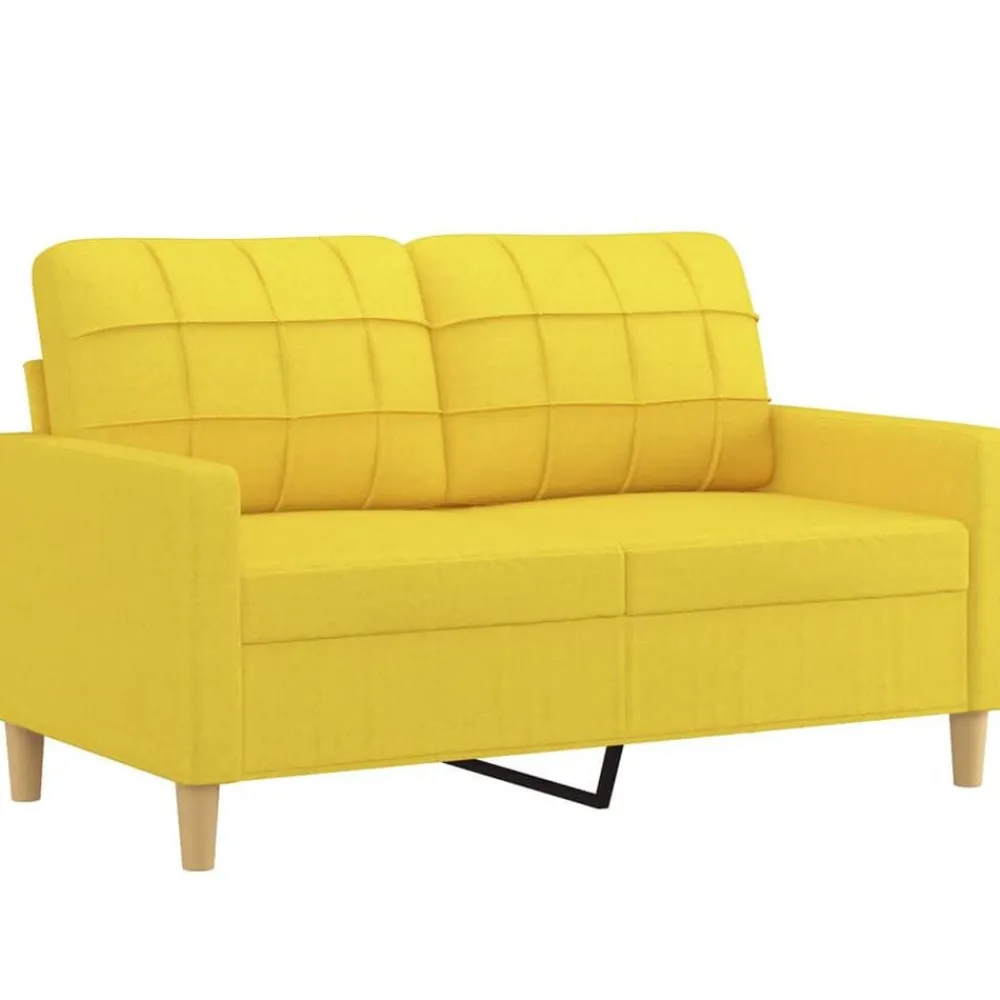 vidaXL Sofá de 2 plazas con cojines tela 120 cm Amarillo claro Clearance