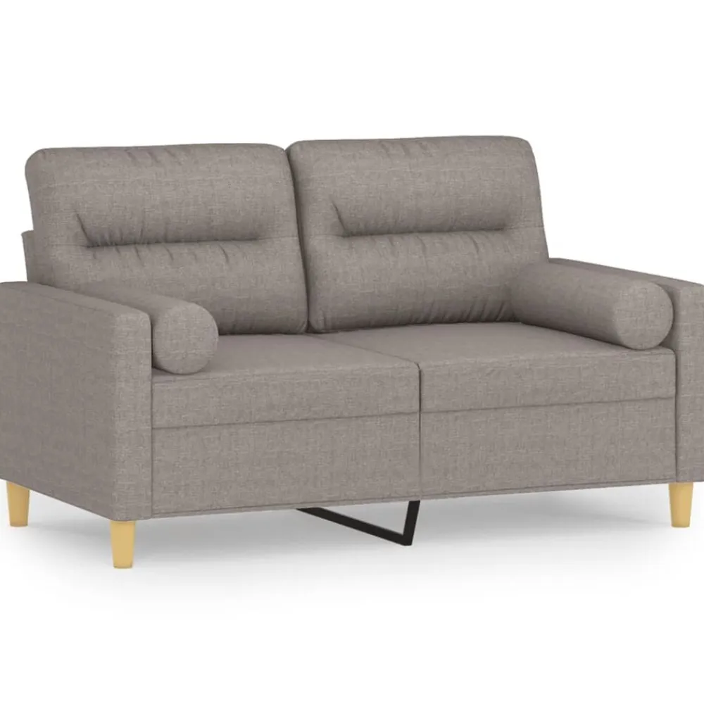 vidaXL Sofá de 2 plazas con cojines tela gris taupe 120 cm Taupé Clearance
