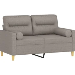 vidaXL Sofá de 2 plazas con cojines tela gris taupe 120 cm Taupé Clearance