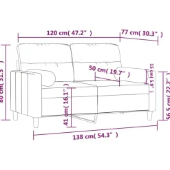 vidaXL Sofá de 2 plazas con cojines tela gris taupe 120 cm Taupé Clearance