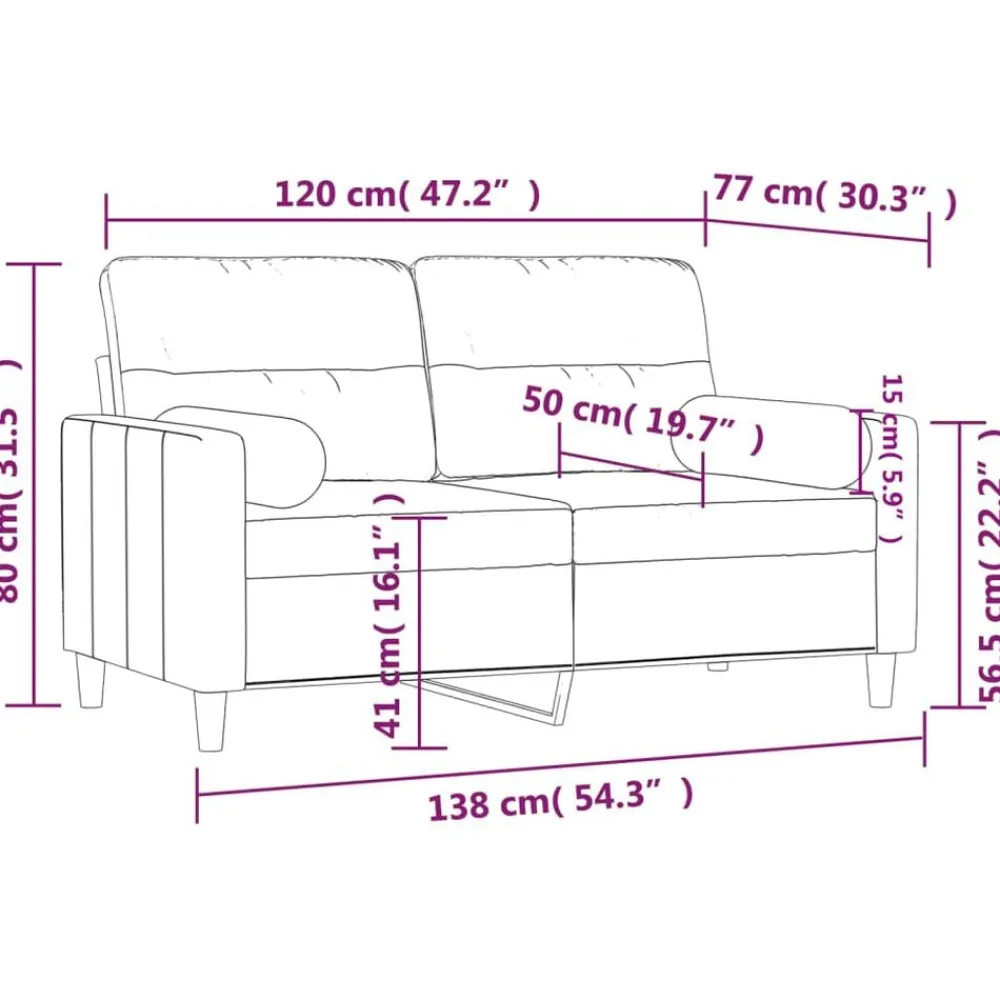 vidaXL Sofá de 2 plazas con cojines tela gris taupe 120 cm Taupé Clearance
