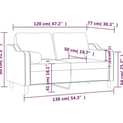 vidaXL Sofá de 2 plazas con cojines tela 120 cm Amarillo claro Online