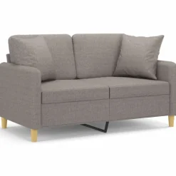 vidaXL Sofá de 2 plazas con cojines tela gris taupe 120 cm Taupé Clearance
