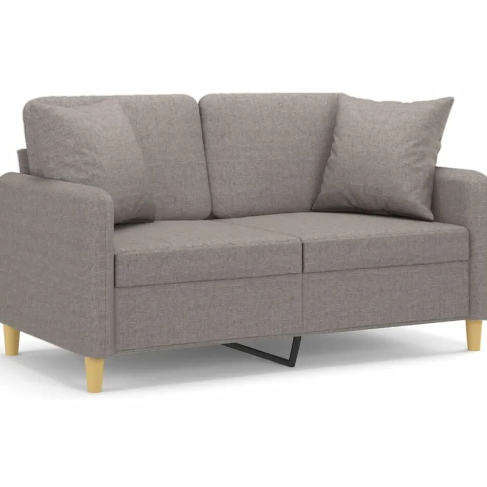 vidaXL Sofá de 2 plazas con cojines tela gris taupe 120 cm Taupé Clearance