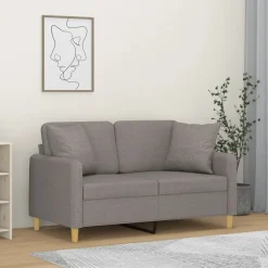 vidaXL Sofá de 2 plazas con cojines tela gris taupe 120 cm Taupé Clearance