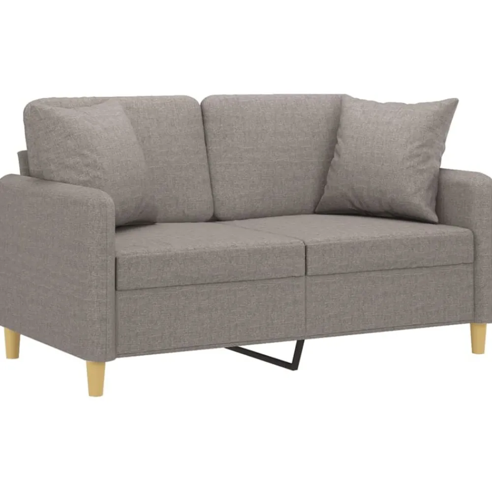 vidaXL Sofá de 2 plazas con cojines tela gris taupe 120 cm Taupé Clearance