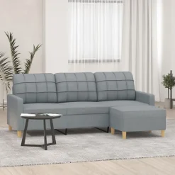 vidaXL Sofás-Sofá de 3 plazas con taburete de tela 180 cm