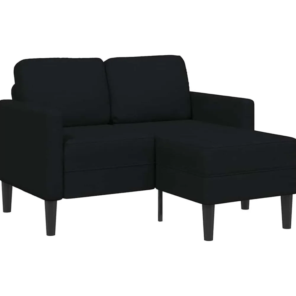 vidaXL Sofá de 2 plazas con chaise longue en forma L negra 125cm Negro