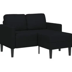 vidaXL Sofá de 2 plazas con chaise longue en forma L negra 125cm Negro