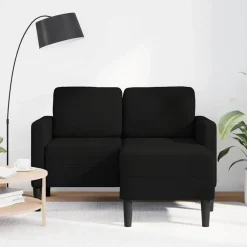 vidaXL Sofá de 2 plazas con chaise longue en forma L negra 125cm Negro