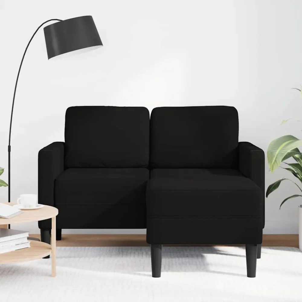 vidaXL Sofá de 2 plazas con chaise longue en forma L negra 125cm Negro