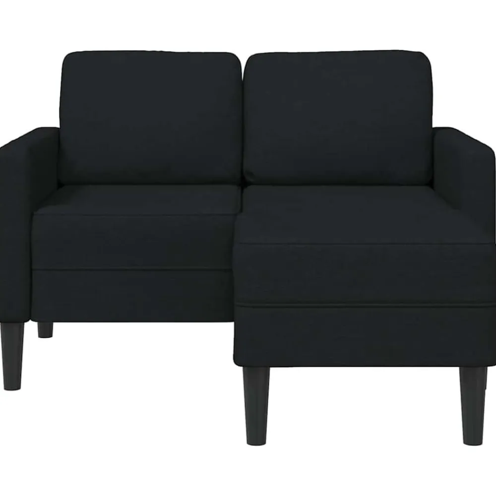 vidaXL Sofá de 2 plazas con chaise longue en forma L negra 125cm Negro