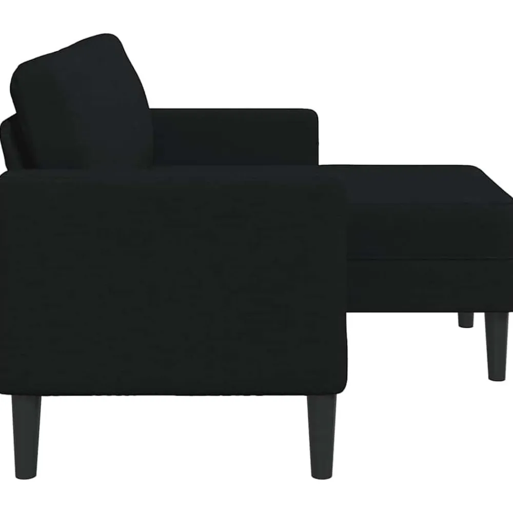 vidaXL Sofá de 2 plazas con chaise longue en forma L negra 125cm Negro