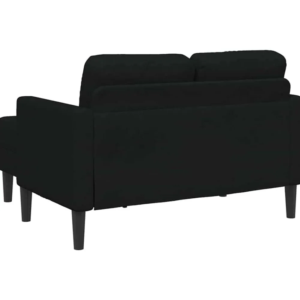 vidaXL Sofá de 2 plazas con chaise longue en forma L negra 125cm Negro
