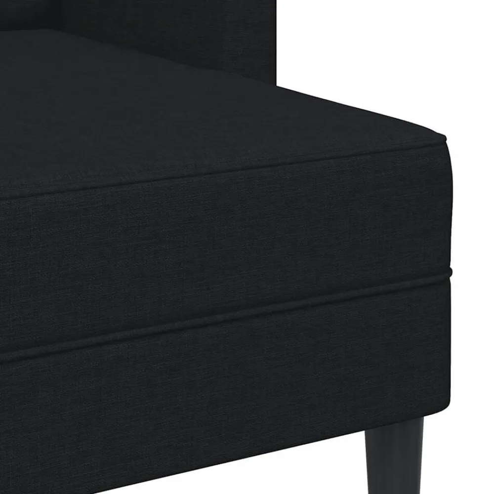 vidaXL Sofá de 2 plazas con chaise longue en forma L negra 125cm Negro