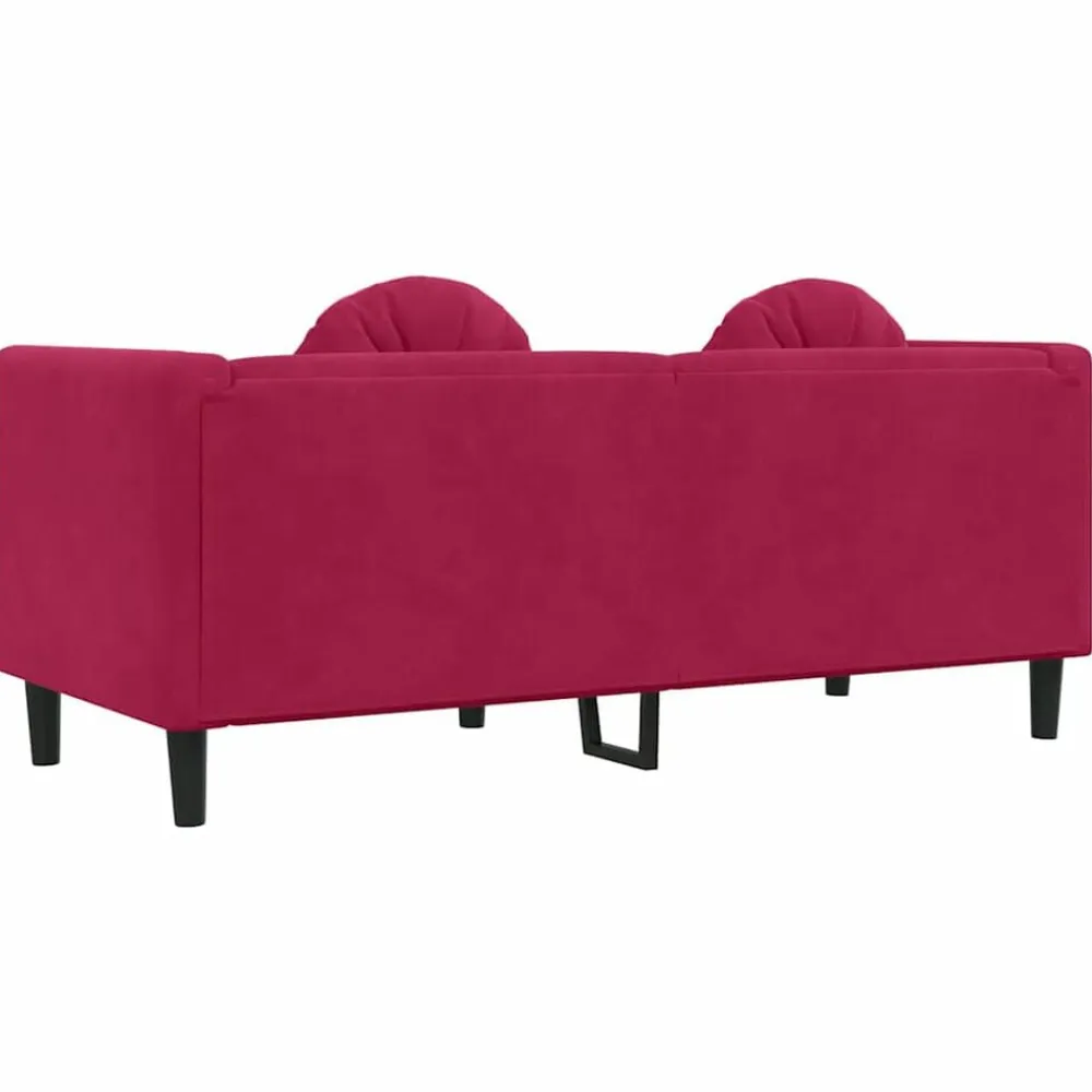 vidaXL Sofá de 2 plazas con cojines terciopelo rojo tinto Rojo vino tinto Discount