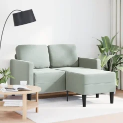 vidaXL Sofá de 2 plazas con chaise longue en forma L 125 cm Gris claro
