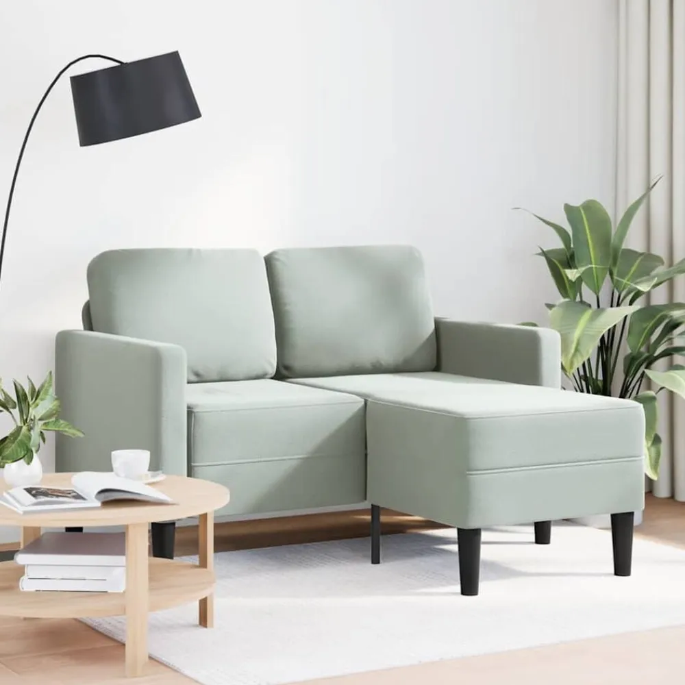 vidaXL Sofá de 2 plazas con chaise longue en forma L 125 cm Gris claro