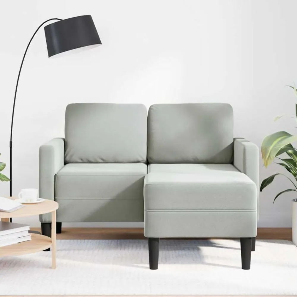 vidaXL Sofá de 2 plazas con chaise longue en forma L 125 cm Gris claro