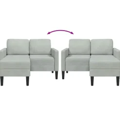 vidaXL Sofá de 2 plazas con chaise longue en forma L 125 cm Gris claro