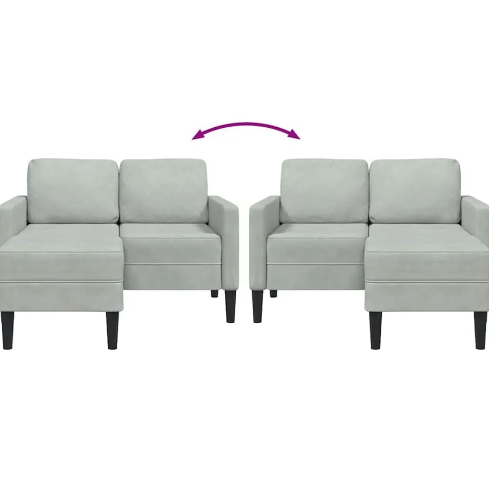 vidaXL Sofá de 2 plazas con chaise longue en forma L 125 cm Gris claro