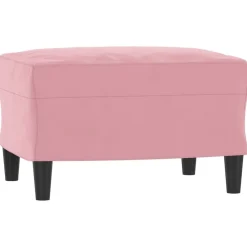 vidaXL Sofá de 3 plazas con taburete de terciopelo 180 cm Rosa Clearance