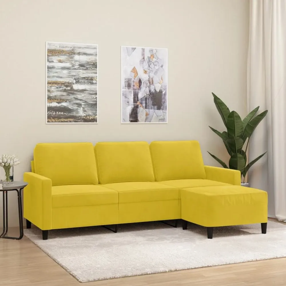 vidaXL Sofás-Sofá de 3 plazas con taburete terciopelo 180 cm