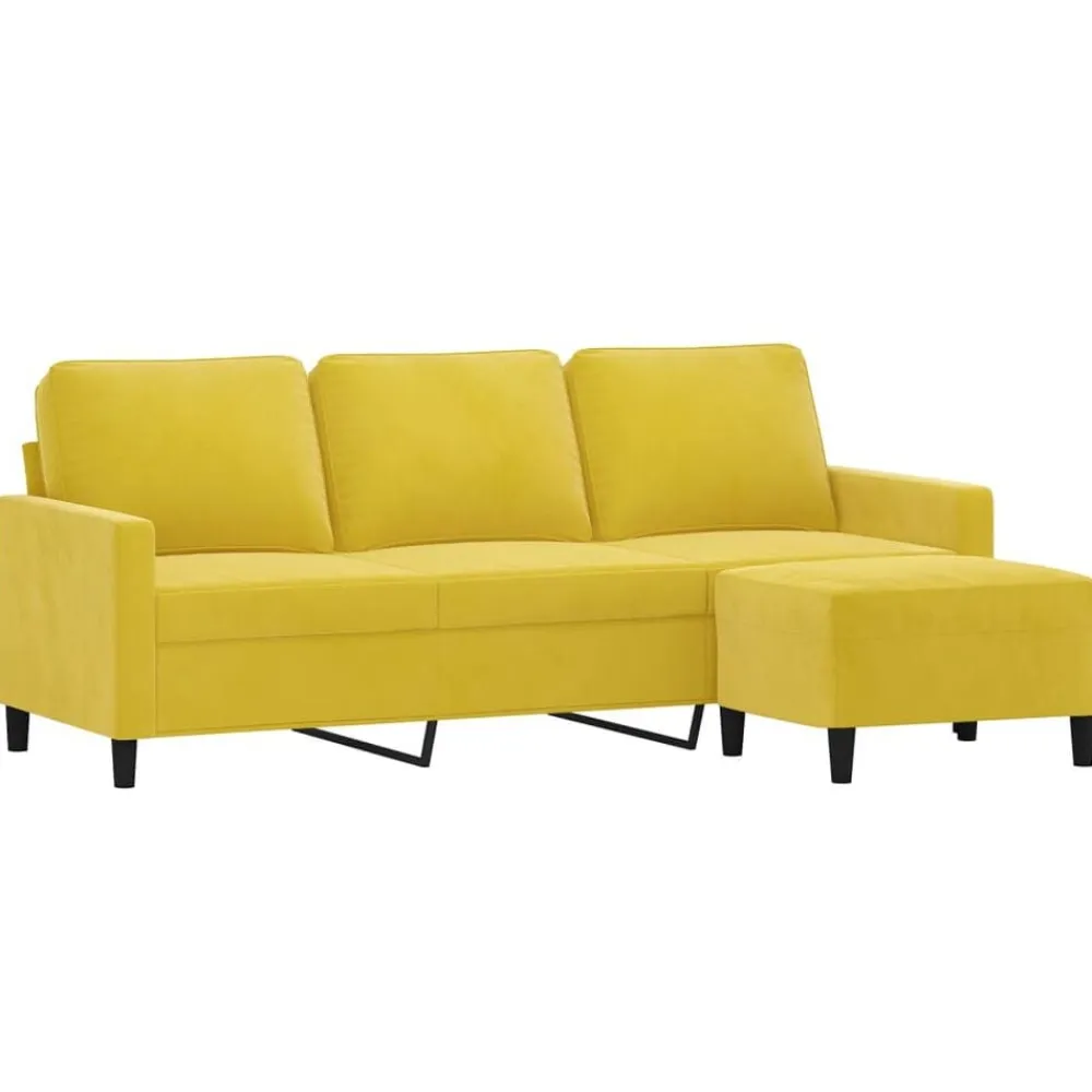 vidaXL Sofás-Sofá de 3 plazas con taburete terciopelo 180 cm