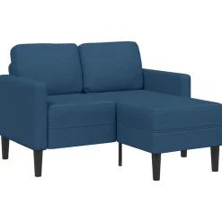 vidaXL Sofá de 2 plazas con chaise longue en forma L Tela 125 cm Azul