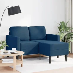 vidaXL Sofá de 2 plazas con chaise longue en forma L Tela 125 cm Azul