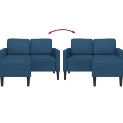 vidaXL Sofá de 2 plazas con chaise longue en forma L Tela 125 cm Azul