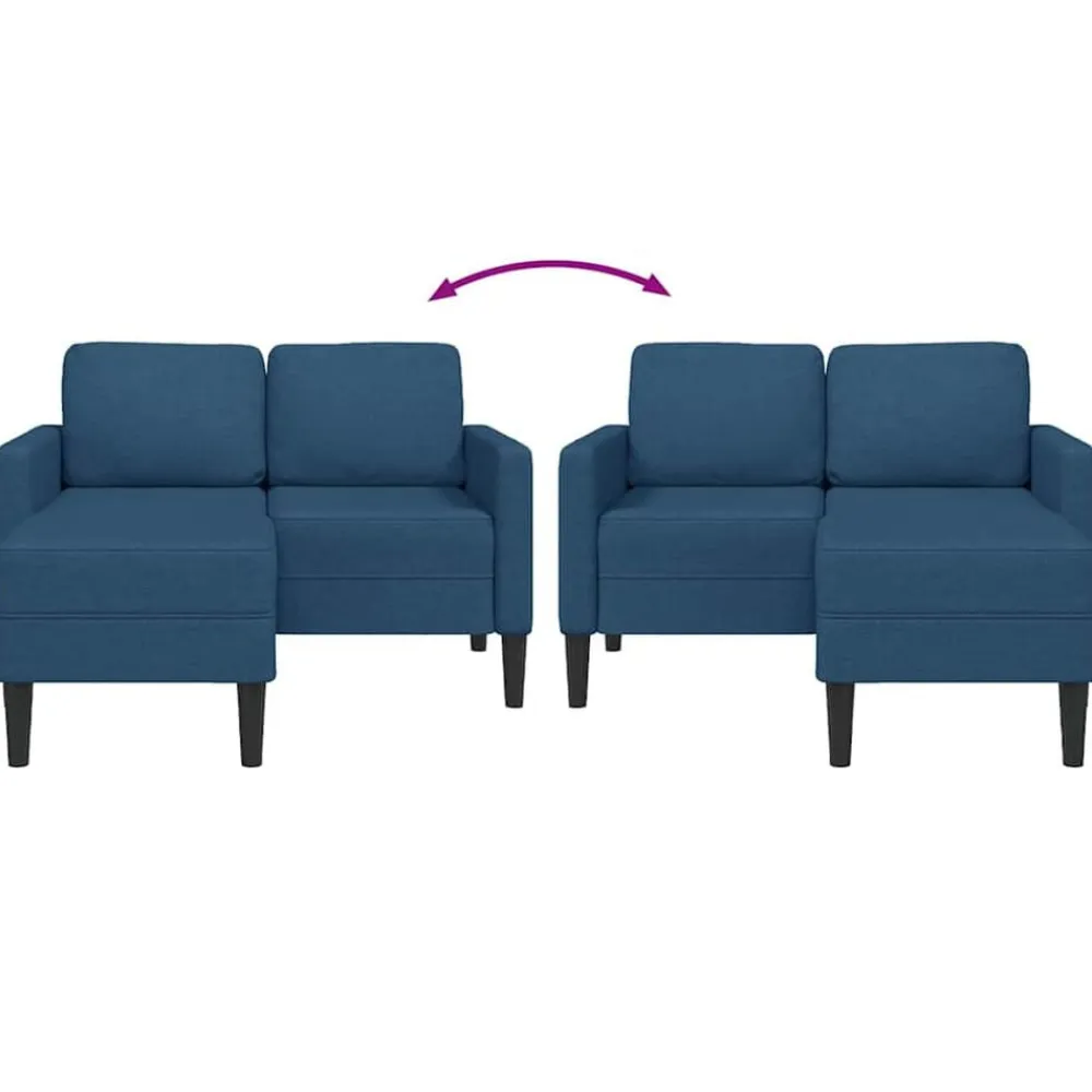 vidaXL Sofá de 2 plazas con chaise longue en forma L Tela 125 cm Azul