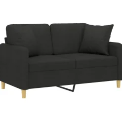 vidaXL Sofá de 2 plazas con cojines tela 120 cm Negro New