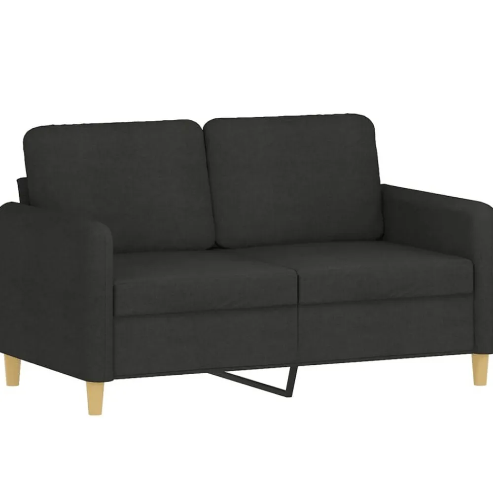vidaXL Sofá de 2 plazas con cojines tela 120 cm Negro New