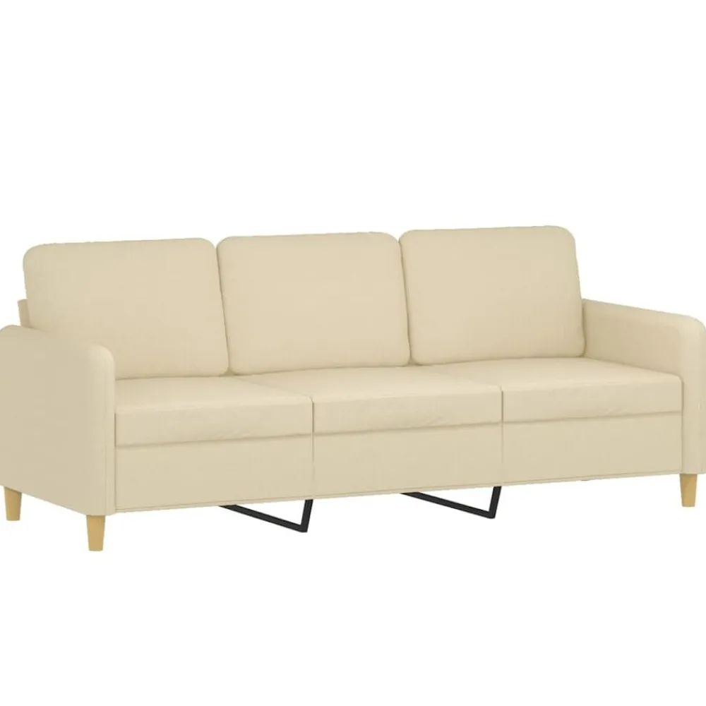 vidaXL Sofá de 3 plazas con taburete de tela 180 cm Crema Clearance