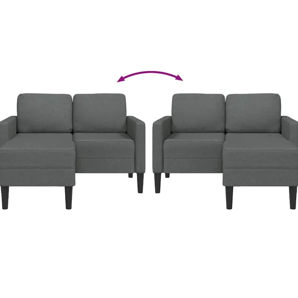 vidaXL Sofás-Sofá de 2 plazas con chaise longue en forma de L, color , 125 cm, tela,