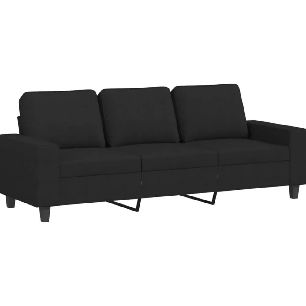 vidaXL Sofá de 3 plazas con taburete de tela 180 cm Negro Clearance