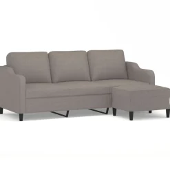 vidaXL Sofá de 3 plazas con taburete de tela gris taupe 180 cm Taupé Sale