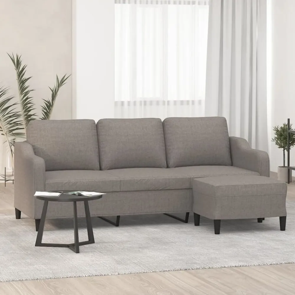 vidaXL Sofá de 3 plazas con taburete de tela gris taupe 180 cm Taupé Sale