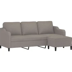 vidaXL Sofá de 3 plazas con taburete de tela gris taupe 180 cm Taupé Sale