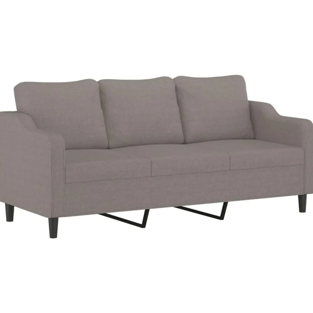vidaXL Sofá de 3 plazas con taburete de tela gris taupe 180 cm Taupé Sale
