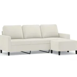 vidaXL Sofás-Sofá de 3 plazas con taburete de terciopelo 180 cm